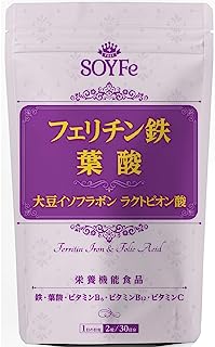 鉄分 サプリ フェリチン鉄 10mg 葉酸 大豆 イソフラボン ビタミン 30日分 栄養機能食品 鉄分補給 健康 美容 国内製造 SOYFe