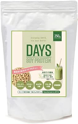 ソイプロテイン 女性 抹茶 プロテイン 大豆プロテイン 250g DAYS SOY 抹茶ラテ味 イ草パウダー配合 置き換え 女性 トレーニング ダイエット サポート に 大豆たんぱく 健康維持に 美容に