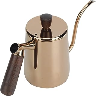 コーヒーポット、グースネックケトル、ドリップコーヒーポット、コーヒーカフェティー用ポータブルホーム(Shark Mouth-Rose Gold, 700ml)