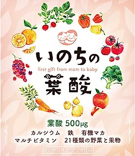 いのちの葉酸 ヘルスラボラトリー 葉酸500µg含有サプリ カルシウム 鉄 有機マカ マルチ