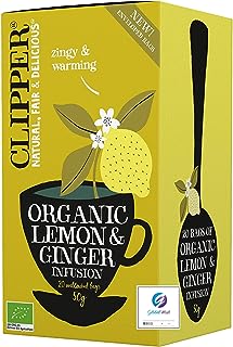 クリッパー レモン＆ジンジャー オーガニック ハーブティー カフェインフリー 20P Lemon & Ginger Caffeine free Organic Herb Tea 20Pグローバルウィッシユ開封日ラベル付き