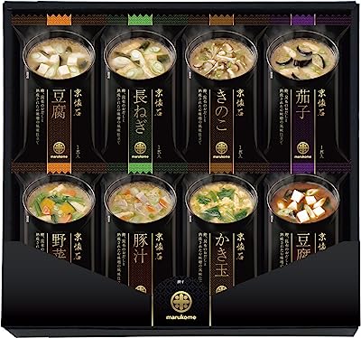 味噌汁 【マルコメ】 フリーズドライ 京懐石詰合せ 具あり (8種類/各2食 全16食) 箱付 みそ汁