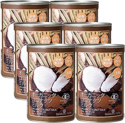 有機JASオーガニックココナッツミルク 400ml 6缶 タイ産 noBPA缶使用 無漂白 砂糖不使用