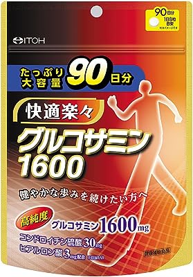 井藤漢方製薬 快適楽々 グルコサミン1600 たっぷり大容量 90日分 720粒 コンドロイチン硫酸 ヒアルロン酸 サプリ 健康補助食品