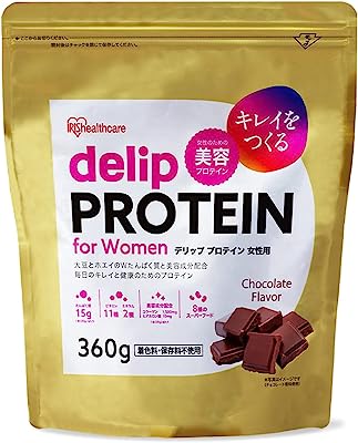 アイリスオーヤマ(IRIS OHYAMA) 毎日のキレイと健康をつくるプロテイン delip protein プロテイン ホエイ ソイ マルチ ダブル配合 チョコレート風味 360g 【18食分】 美容 美味しい 女性 運動なし ビタミン コラーゲン 夏バテ対策