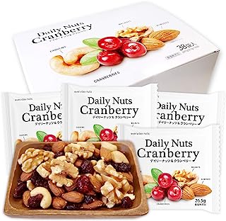 小分け ミックスナッツ&クランベリー 1007g (26.5gx38袋) 個包装 Daily nuts Cranberry (素焼き アーモンド くるみ 素焼き カシューナッツ ドライクランベリー) 小袋 産地直輸入 箱入り 食塩不使用 保存料不使用 防災食品 非常食 保存食 備蓄食 おやつ おつまみ