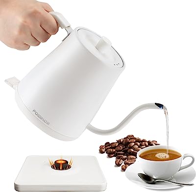 電気ケトル 0.8L コーヒーと紅茶に使用される、食品グレード304ステンレス鋼 1000Wクイックヒーティング（白）