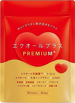 エクオールプラスPREMIUM エクオール イソフラボン 5-ALA 高麗人参 GABA イヌリン 大人女性の美と健康に 国内製造 90粒 30日分