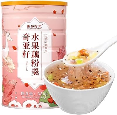 红枣坚果银耳汤藕粉 350g/缶 健康营养早餐粥 方便即食冲调食品 饱腹美食 美味零食小吃 点心甜点 五谷杂粮奇亚籽坚果藕粉 ナツメナッツと銀耳のスープ片栗粉健康栄養の朝食粥即席でおいしい間食スナックデザート中華食材中華料理五穀雑穀奇亜種ナッツ片栗粉 (キヤ種子と果物の片栗粉スープ,3缶)