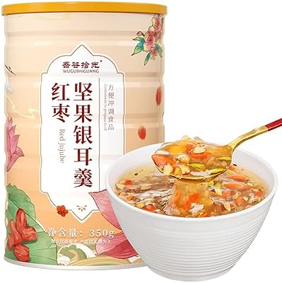 红枣坚果银耳汤藕粉 350g/缶 健康营养早餐粥 方便即食冲调食品 美味零食小吃 点心甜点 五谷杂粮奇亚籽坚果藕粉 ナツメナッツと銀耳のスープ片栗粉健康栄養の朝食粥即席でおいしい間食スナックデザート中華食材中華料理五穀雑穀奇亜種ナッツ片栗粉 (ナツメとナッツの銀耳羹,1缶)