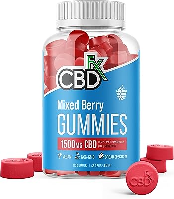 CBDfx 高濃度 CBD グミ ブロードスペクトラム ミックスベリー味 60 粒 CBD 1500mg (1 粒につき 25mg) 配合 THC非検出 (30 日間分)