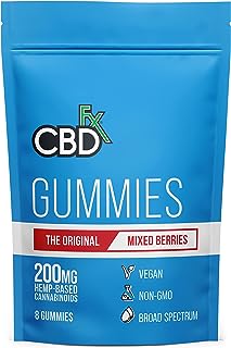 CBDfx 高濃度 CBD グミ ミックスベリー味 グミ 8 粒 ブロードスペクトラム CBD 200mg (1 粒につき 25mg) 配合 THC非検出