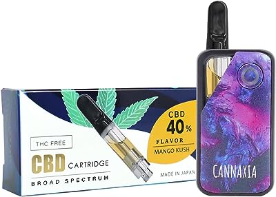 CANNAXIA 高濃度CBDカートリッジ スターターキット パープル (MANGO KUSH, CBD 40%)