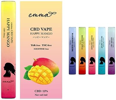 emma CBD VAPE 15% 電子タバコ ベイプ MCT リキッド 高濃度 オイル ペン アイソレート 国産 ヘンプ (ハッピーマンゴー)