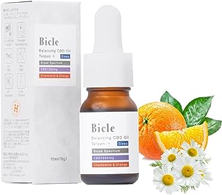 [Bicle] CBDオイル CBD10%（カモミールオレンジ）| 高濃度 国内製造 CBD1000mg/10ml(9g) 【医療機関取り扱い】ブロードスペクトラム(CBDV,CBN,CBG) テルペン THCフリー MCTオイル オーガニック 着色料・保存料・合成香料不使用 食用オイル