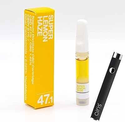 VapeMania CBD 和み Nagomi カートリッジ 高濃度 470mg CBD + CBG 1ml ブロードスペクトラム ディスティレート Broad Spectrum Wax Distillate/SUPER LEMON HAZE + Airis VERTEX BLACK