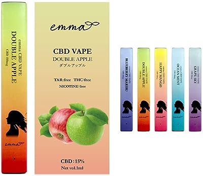 emma CBD VAPE 15% 電子タバコ ベイプ MCT リキッド 高濃度 オイル ペン アイソレート 国産 ヘンプ (ダブルアップル)