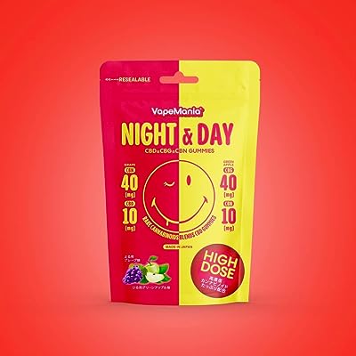 VapeMania CBD グミ CBN 150mg CBG 120mg CBD 30mg 高濃度 6粒入り Night and Day 50mg/粒 グレープ グリーンアップル味 gummies 日本製