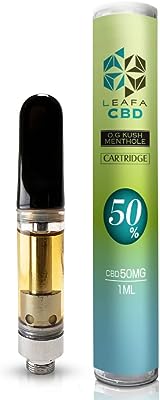 【濃度50%】 CBD リキッド カートリッジ1ml アメリカ産 LEAFA アトマイザー タンク 510 規格 バッテリー 電子タバコ ベイプ VAPE CBDオイル フルスペクトラム ブロードスペクトラム (O.G.クッシュメンソール)