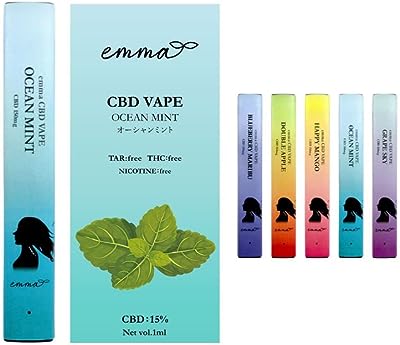 emma CBD VAPE 15% 電子タバコ ベイプ MCT リキッド 高濃度 オイル ペン アイソレート 国産 ヘンプ (オーシャンミント)