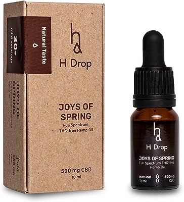 H Drop CBDオイル 5% CBD 500mg オーガニック ヘンプシードオイル 必須脂肪酸 オメガ3 オーガニックヘンプ フルスペクトラム THCフリー 10ml Joys of Spring ビーガン