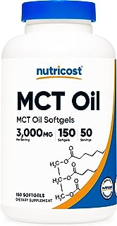 Nutricost MCTオイル 1000mg、150ソフトカプセル、(1食分あたり - 3000mg)、ケト、ケトーシス、非GMO、グルテンフリー