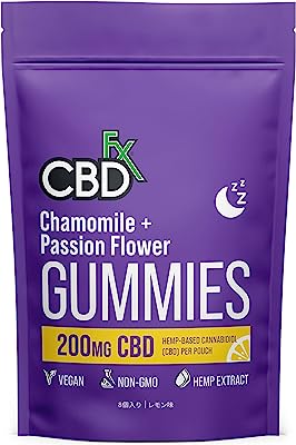 CBDfx 高濃度睡眠グミ 8 粒 CBD 200mg (1 粒につきカモミール 10mg / パッションフラワー 10mg / レモンバーム 10mg / CBD 25mg) 配合