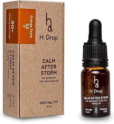 H Drop CBDオイル 高濃度 15% CBD1500mg オーガニックヘンプ CBG CBN フルスペクトラムTHCフリー オーガニック ヘンプシードオイル 10ml オレンジ味 Calm after Storm ビーガン