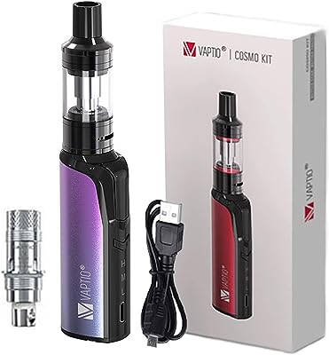 電子タバコスターターキットVape Vaptio Cosmo Kit 爆煙 パワー調節機能 1500 mAhバッテリー内蔵 禁煙減煙サポートコンパクトニコチンなし (紫の)